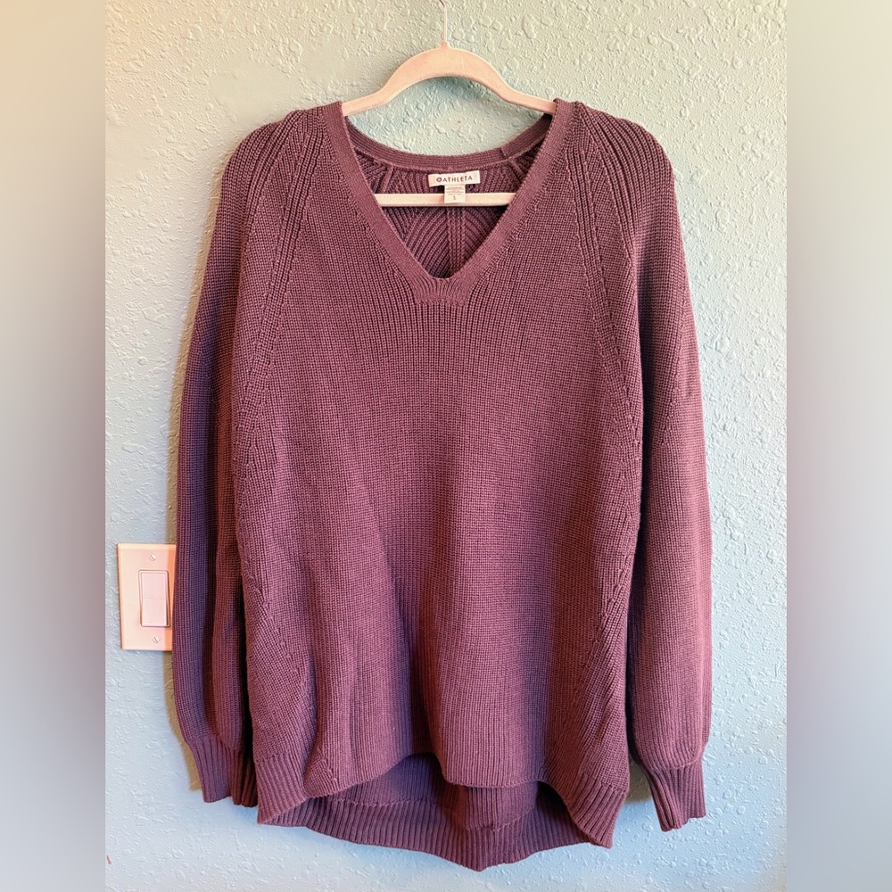 NEW WITH TAGS! Athleta Women's Knit Oversized Sweater in purplish gray.